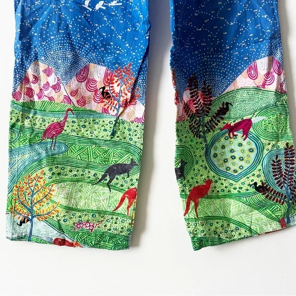 Women's Blue and Green Pajama Pants - Picture 5 of 6